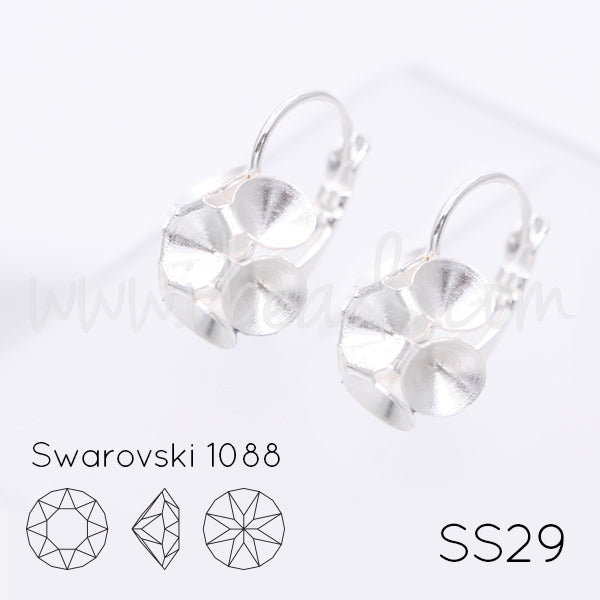 Serti dormeuses coniques pour 6 cristaux Swarovski 1088 SS29 argenté (2)
