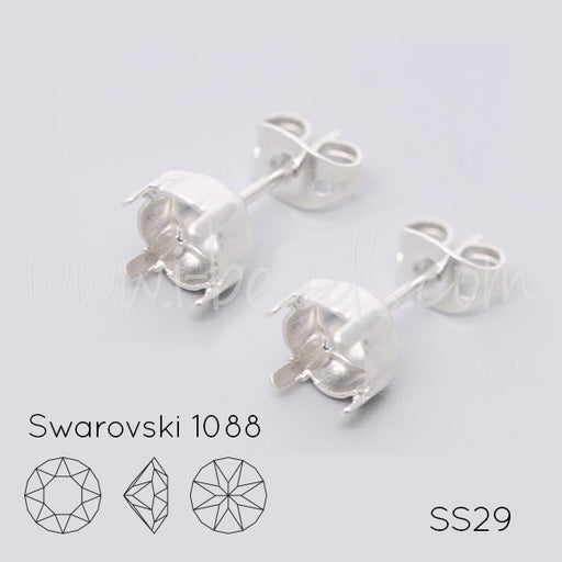 Ohrsteckerfassung für Swarovski 1088 SS29 silber-plattiert (2)