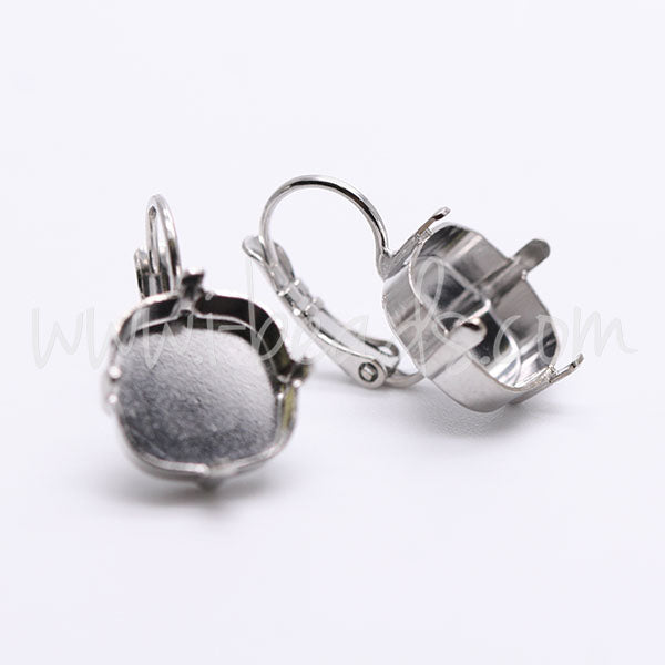 Serti boucle d'oreilles pour Swarovski 4470 12mm rhodié  (2)