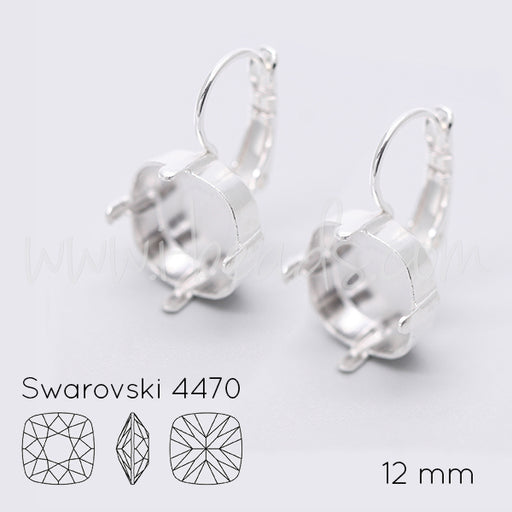 Serti boucle d'oreilles pour Swarovski 4470 12mm argenté  (2)