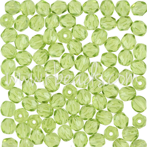 Perles facettes de bohème olivine 4mm (100)