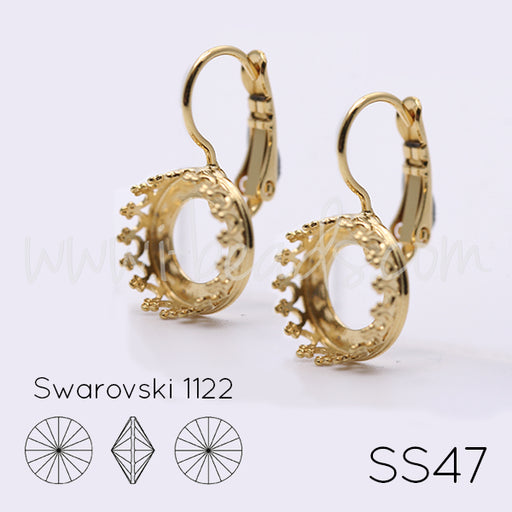 Vintage Ohrringfassung für Swarovski 1122 10mm/SS47 gold-plattiert (2)
