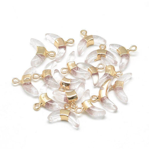 Kristall Horn und Gold Messing Kristall Charm Anhänger - 12x16mm (1)