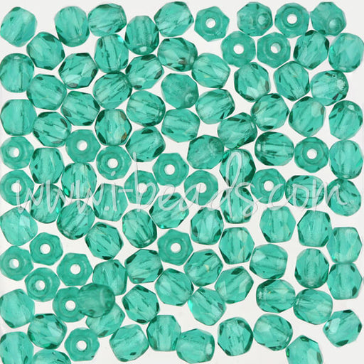Perles facettes de bohème emerald 4mm (100)