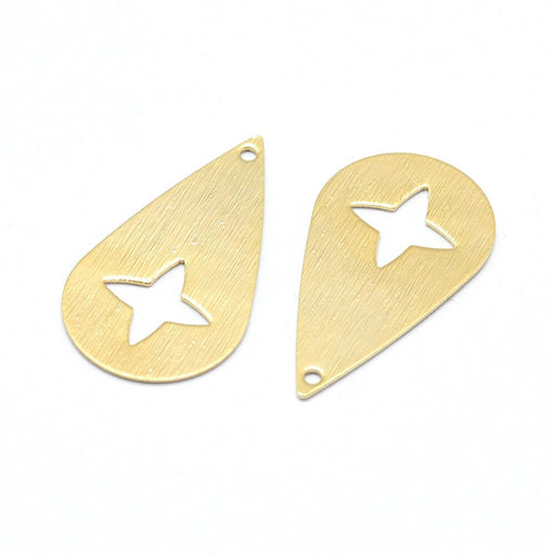 Kaufen Sie Perlen in der Schweiz Tropfen-Anhänger und durchbrochener Stern - Vergoldetes Messing - 27x15mm (1)