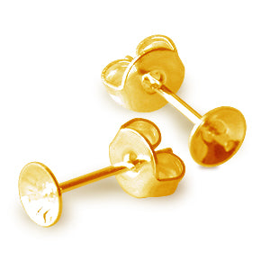 Achat Boucles d&#39;oreilles Clou pour perles à monter 6mm métal doré or fin 24K (2)