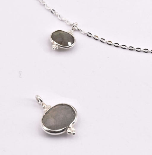 Achat Pendentif oval Labradorite sertis argent 925 8x6mm (1)