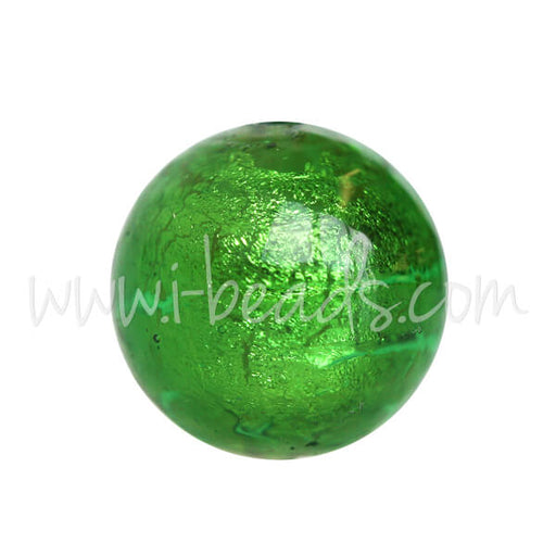 Perle de Murano ronde vert et or 10mm (1)