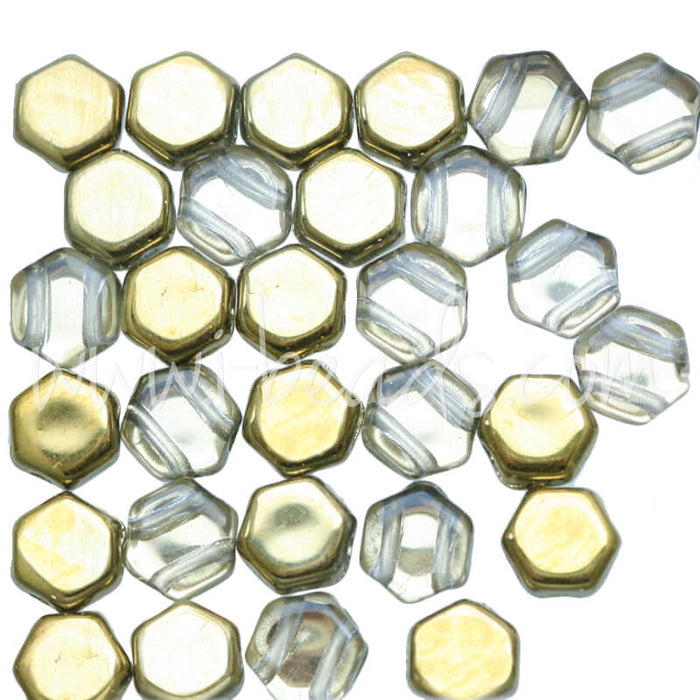 Perles Honeycomb 6mm crystal amber (30)