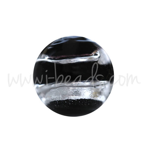 Perle de Murano ronde noir et argent 8mm (1)