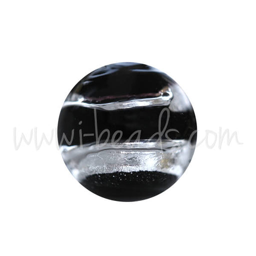 Kaufen Sie Perlen in der Schweiz Murano Glasperle Rund Schwarz und Silber 8mm (1)