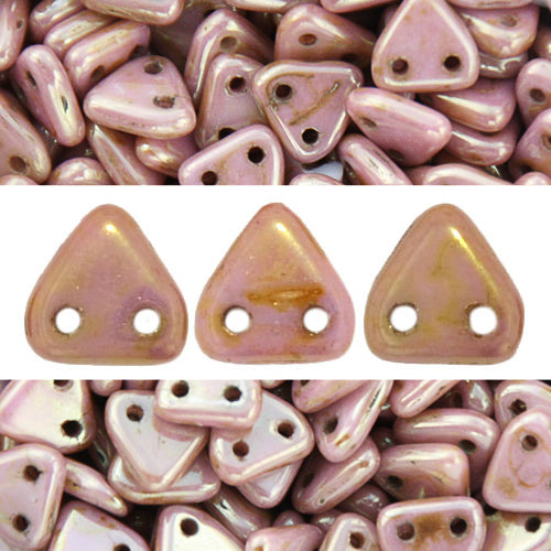 Perles 2 trous CzechMates triangle luster opaque rose gold Topaz 6mm (10g)