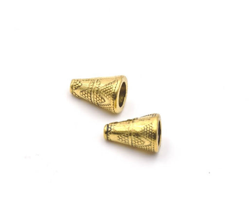 Cones avec motif métal plaqué or vieilli 12mm d-int: 5mm (2)