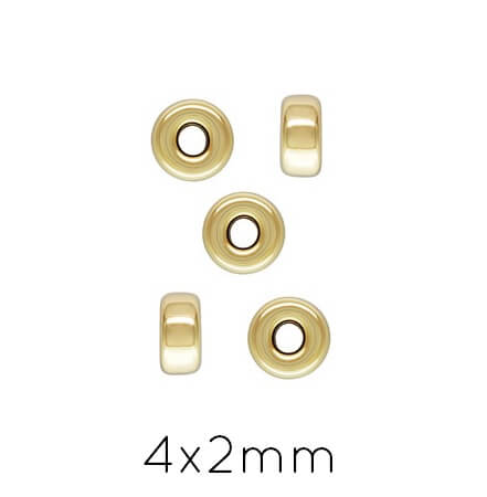 Perles rondelles Heishi Gold filled 4x2.1mm Trou: 1,2mm (5)