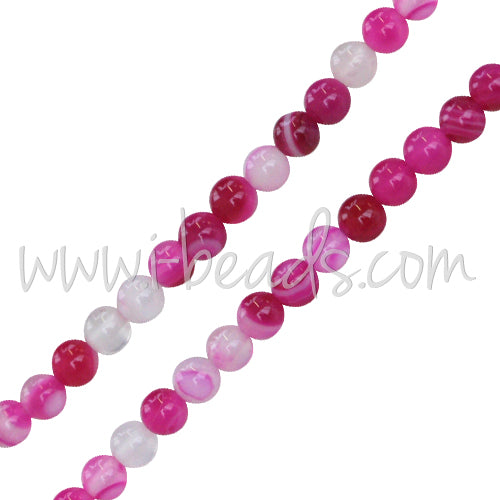 Perles rondes agate rose 4mm sur fil (1)