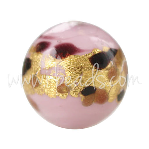 Kaufen Sie Perlen in der Schweiz Murano Glasperle Rund Pink Leopard 12mm (1)
