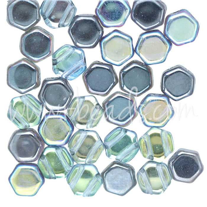 Perles Honeycomb 6mm crystal graphite rainbow (30)