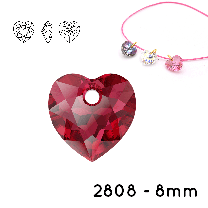 Swarovski 6432 pendentif COEUR Scarlet 8mm (2)