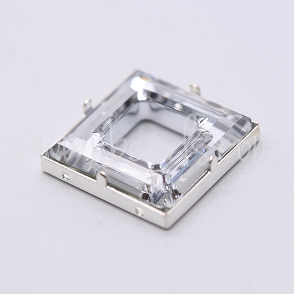 Aufnähfassung für Swarovski 4439 Cosmic Square 20mm silber-plattiert (1)