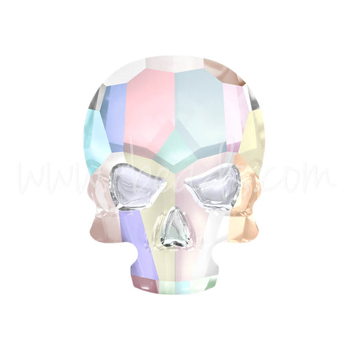 Strass à coller Swarovski 2856 skull flat back crystal AB 14x10.5mm (1)