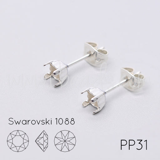 Ohrsteckerfassung für Swarovski 1088 4mm-pp31-SS19 silber-plattiert (2)