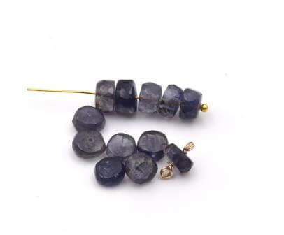 Heishi rondelle perles facettées IOLITE environ 5mm Trou: 0.5mm (20)