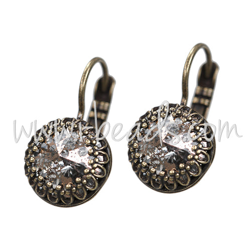 Serti boucle d'oreilles Vintage pour Swarovski 1122 10mm-SS47 laiton (2)