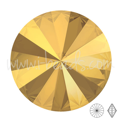 Achat Cristal Swarovski rivoli 1122 crystal metallic sunshine jaune 14mm (1)