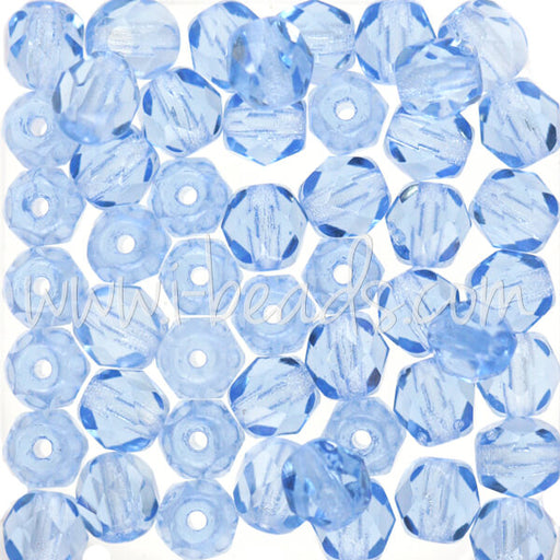 Achat Perles facettes de bohème light sapphire 6mm (50)