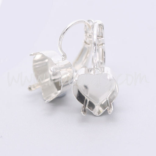 Achat Serti dormeuses pour Swarovski coeur 4831 11mm argenté (2)