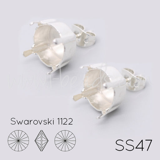 Achat Serti boucle d&#39;oreilles pour Swarovski 1122 rivoli SS47 argenté (2)