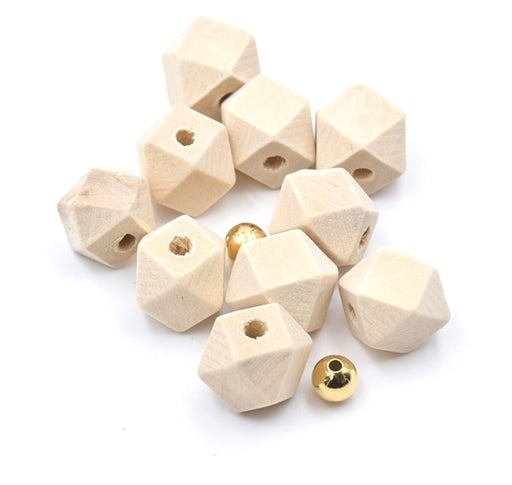 Holzperlen, Polygonform, 12mm, Bohrung: 2mm (10)