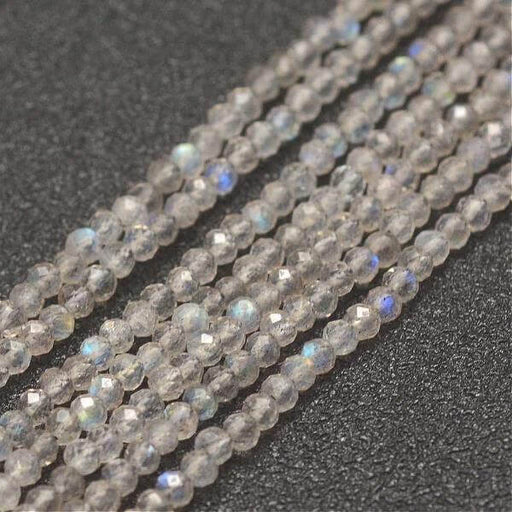 Perles à facettes Labradorite naturelle, 2x0,5mm - grade AA-175 perles (1 fil)