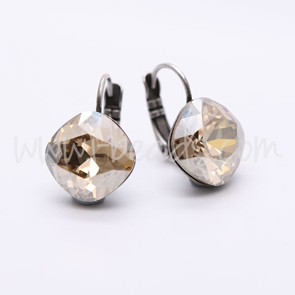 Serti boucle d'oreilles pour Swarovski 4470 12mm argenté vieilli (2)