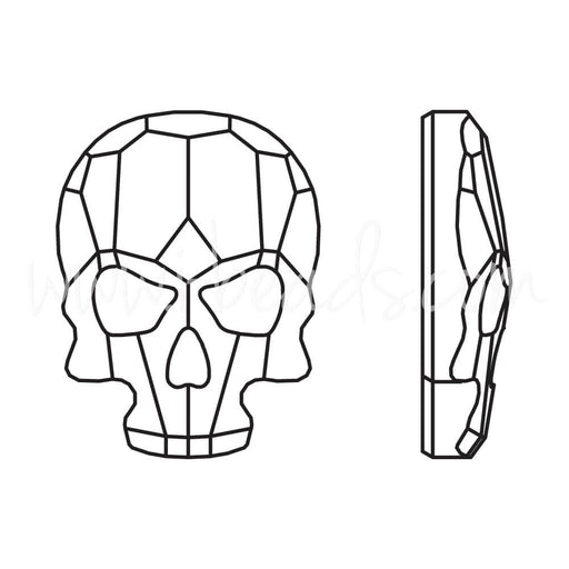 Strass à coller Swarovski 2856 skull flat back jet hematite 18x14mm (1)