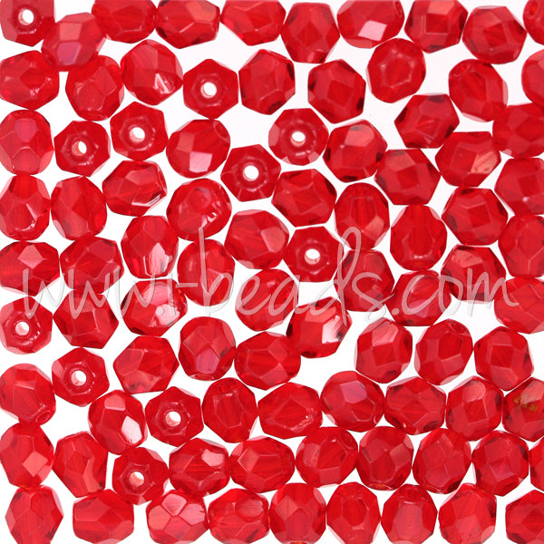 25 Perles Facettées Bohème Rubis 6mm - Précision Preciosa, Fabrication Française