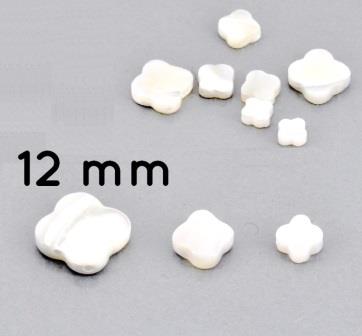 Perle en nacre blanche naturelle Trèfle 12mm, trou 0.8mm (3)