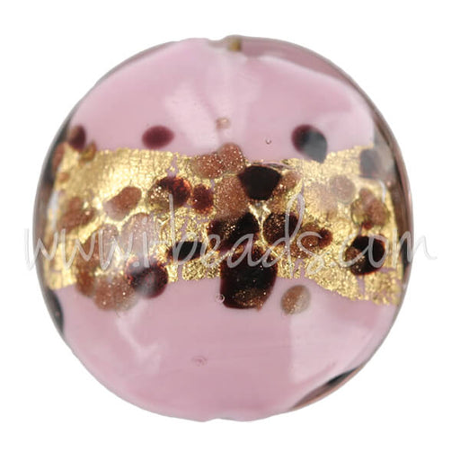 Achat Perle de Murano bombée léopard rose 20mm (1)