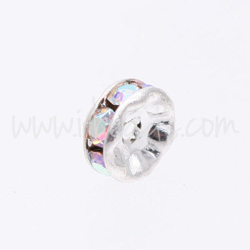 Rondelle strass cristal ab sur métal couleur argenté 6mm (2)