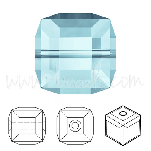 Perles cube Swarovski aquamarine 6mm (2)