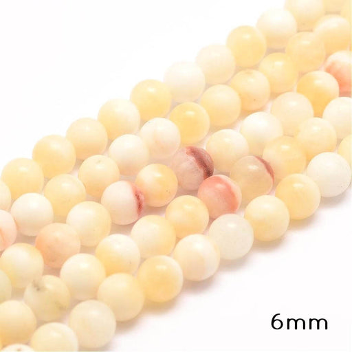 Achat Perles rondes jade naturel jaune MIEL - 6mm environ 55 perles par fil (1 fil)