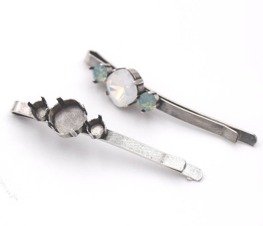 Achat Barrette avec serti pour 1088 ss29 et 4470 - 12mm  - taille barrette 66mm argent antique(1)