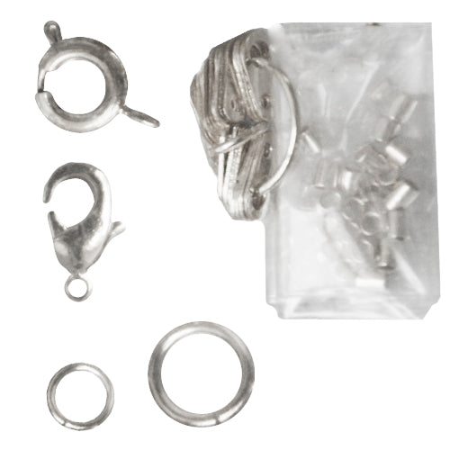 Assortiment d'apprêts Beadalon plaqué argent 132 pièces (1)