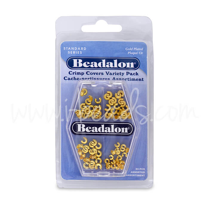 Assortiment de caches perles a écraser Beadalon métal doré qualité 80 pièces (1)