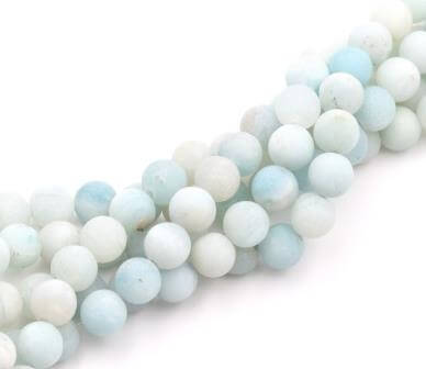 Kaufen Sie Perlen in der Schweiz AMAZONITE runder perlenstrang bereift 8mm -38cm -45 perlen (1strang)