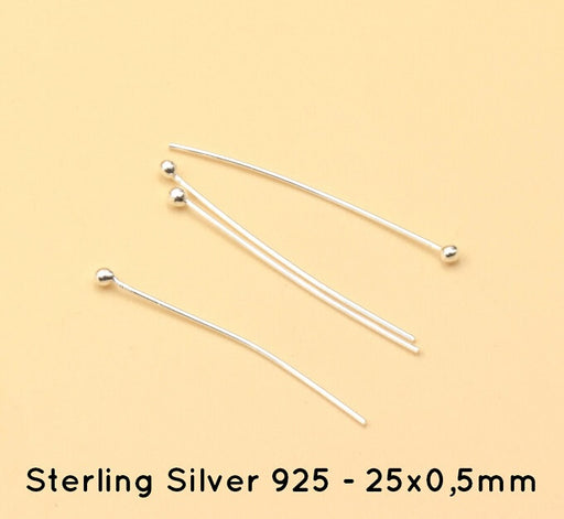 Kugelkopfnägel - Silber 925 - 25x0,5mm (4)