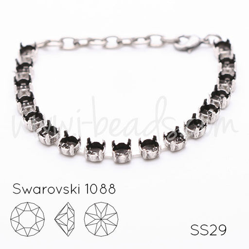 Bracelet sertir pour 17 Swarovski 1088 SS29 argenté (1)