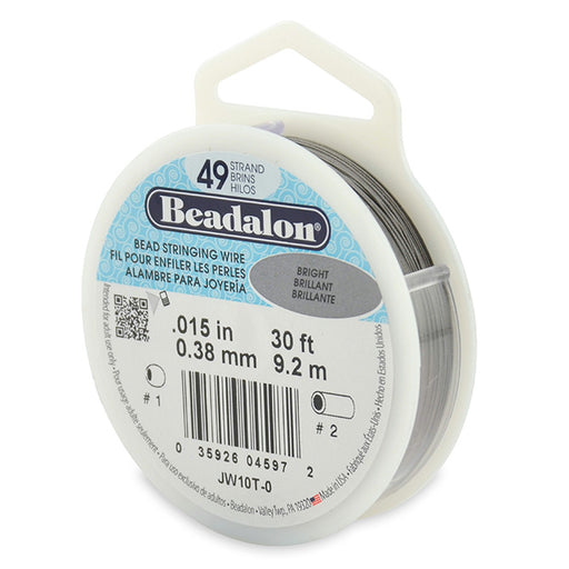 Beadalon fil câble 49 brins brillant 0.38mm, 9.2m (1)