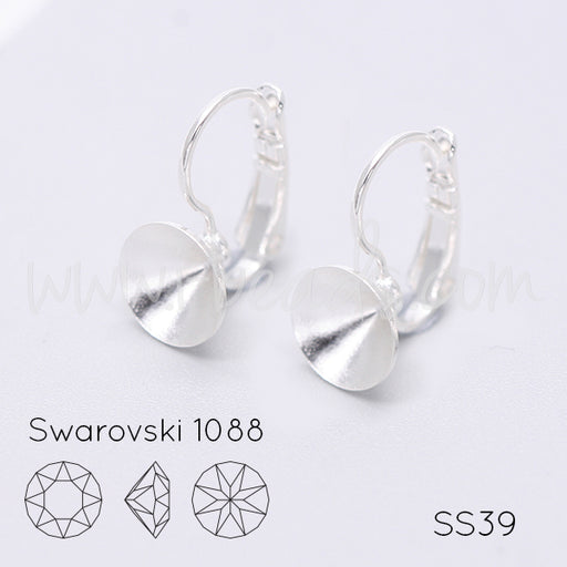 Vertiefte Ohrringfassung für Swarovski 1088 SS39 RHODIUM (2)
