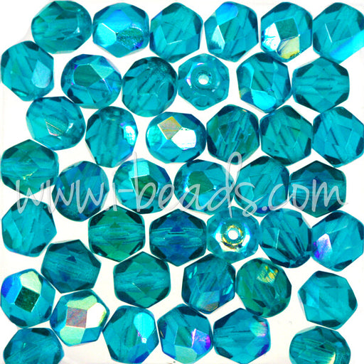 Achat Perles facettes de bohème teal ab 6mm (50)